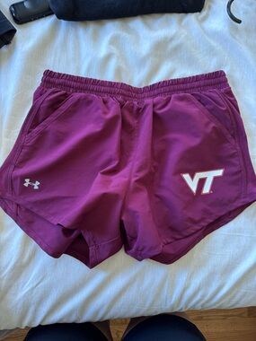 Under Armour Women's Maroon Athletic VT Logo Running Shorts